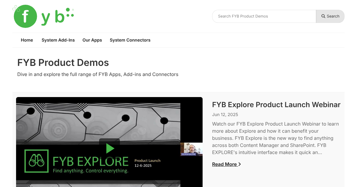 FYB Product Demos